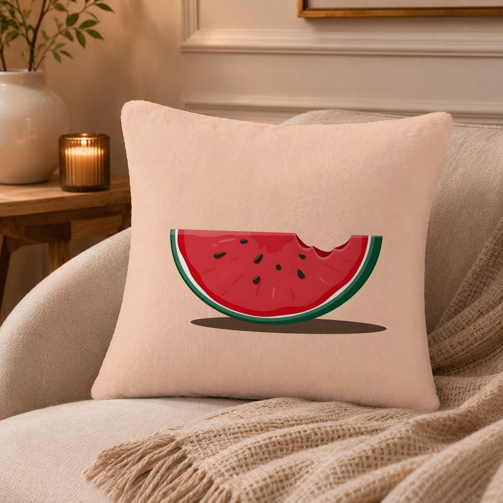 Watermelon Cushion Cover Anti-dustmite Pillowcase Invisible Zipper Silky Short Plush Sofa Cushion Cover