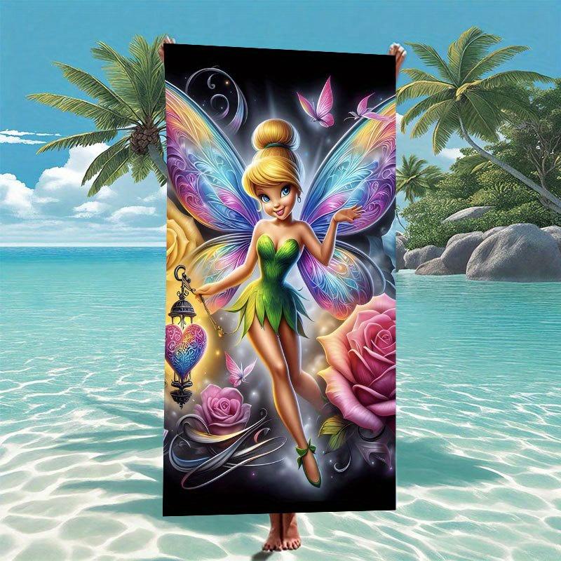 

1pc Tinker Bell Fairy Polyester Beach Towel, 2D Printed, Year-Round Use, Lightweight/Quick-Drying/Soft, Beach/Camp/swim W30*H60(CM)