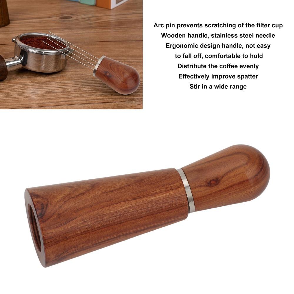 Wooden Handle Coffee Stirring Tool 8 Pins Coffee Needle Distributor  For Professional Coffee Shop