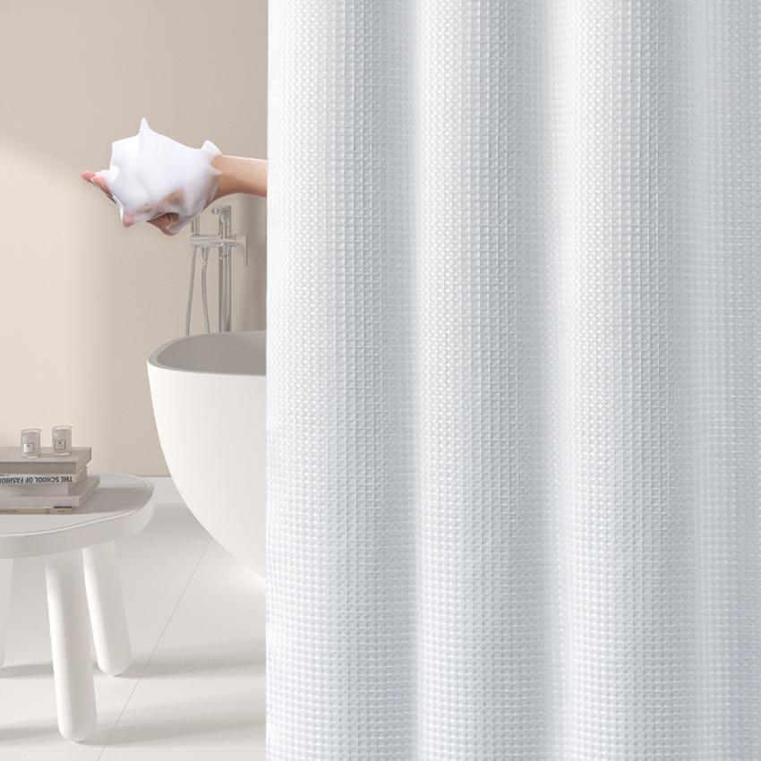 Waffle Plaid Shower Curtain Thick Waterproof Bath Curtains with Big Rings Metal Hooks Luxury Bathing Cover For Bathroom Bathtub