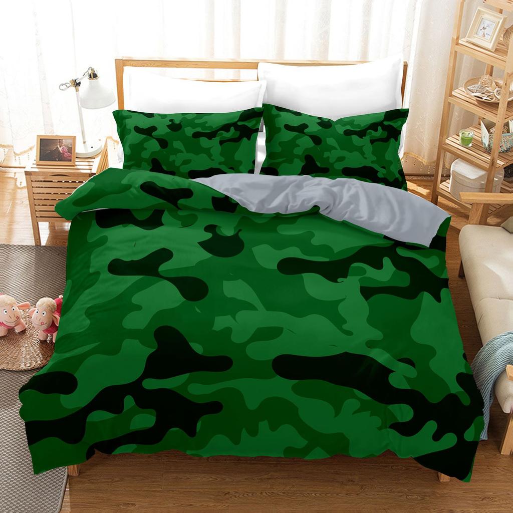 Bedding Home Textiles 3D Digital Printing Three-Piece Military Camouflage Quilt Cover Pillowcase
