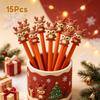 15Pcs Cute Christmas Reindeer Pen, Aesthetic Student Stationery for Back to School Season, Smooth Writing Instrument for Office & Study Environment