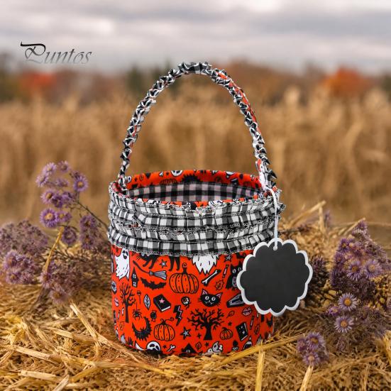 Decorative Gift Storage Halloween Pumpkin Ghost Treat Tote, Cute Lace Handle Candy Basket for Portable Container Kids, Spooky Bag Trick or Treat,