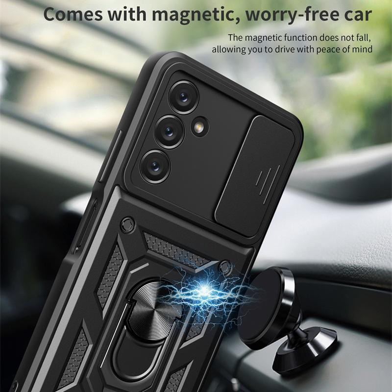 Slide Lens Camera Protect Shockproof Armor Phone Case For Samsung Galaxy A14 A24 A34 A54 5G 4G Cases Magnetic Ring Holder Cover