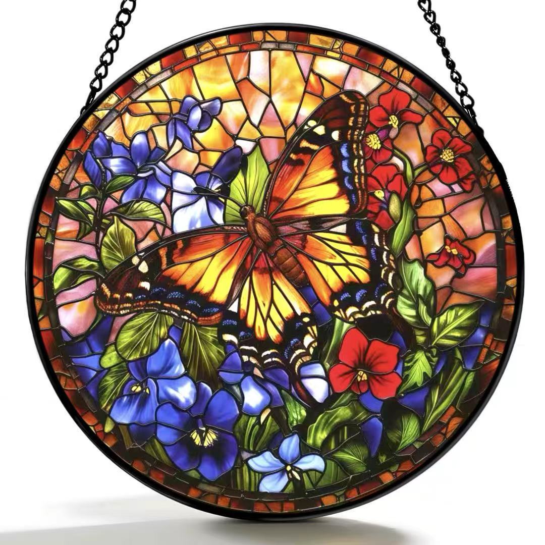 Butterfly Art Glass Suncatcher Dyed Window Wall Hanging Sun Light Catcher Pendant
