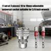 Socket Wrench Multifunctional Ratchet Quick Wrench 10-19Mm 3/8Inch Socket Tool for Ratchet Wrench Accessories