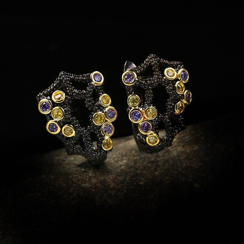 Creative Hollow Diamond Shaped Flower Earrings for Women   Simple and Versatile European and American Earrings Accessories