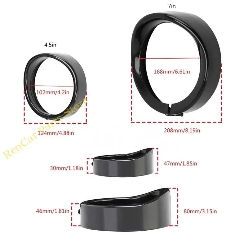 F19A 4.5'' 7" Headlight Visor Trim Rings Head Lamp Decorate Accessories Motorcycle Headlamp Frenched Rings