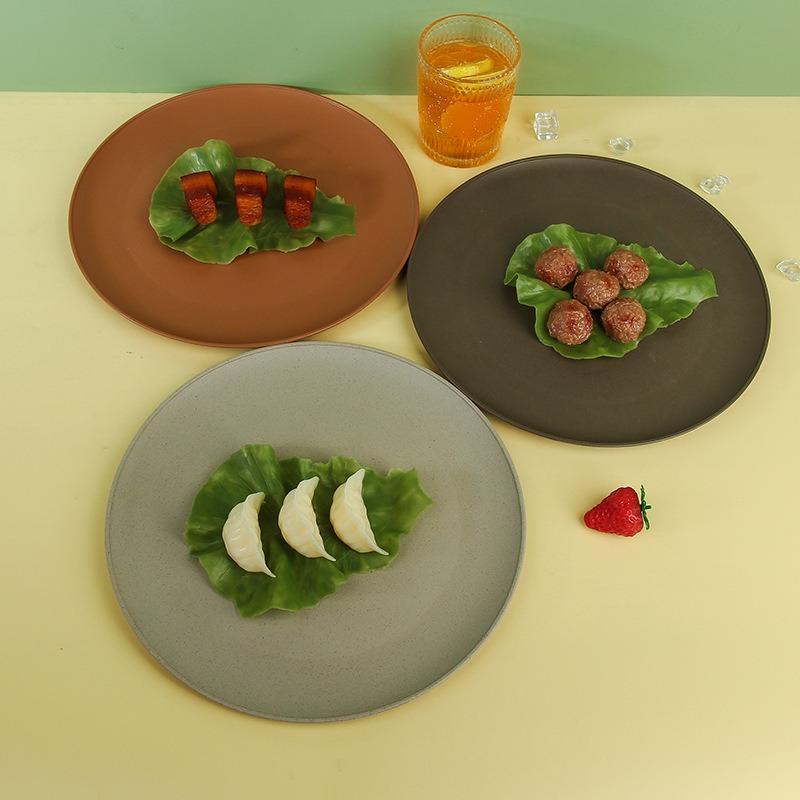 Household Wheat Straw Round Tableware, Fruit Plates, Dinner Plates, Plastic Pastry Plates