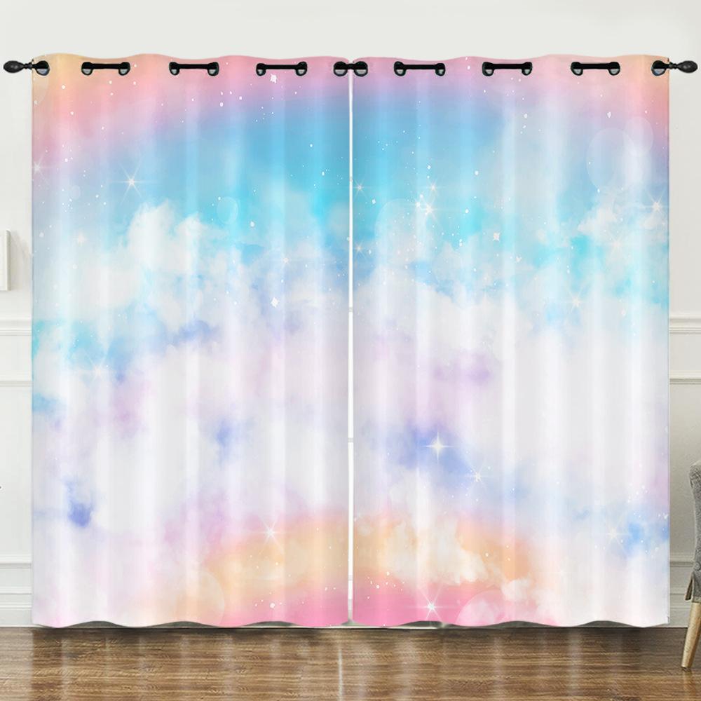 Curtain Color Highlight 3D Digital Printing Blackout Curtain Punching