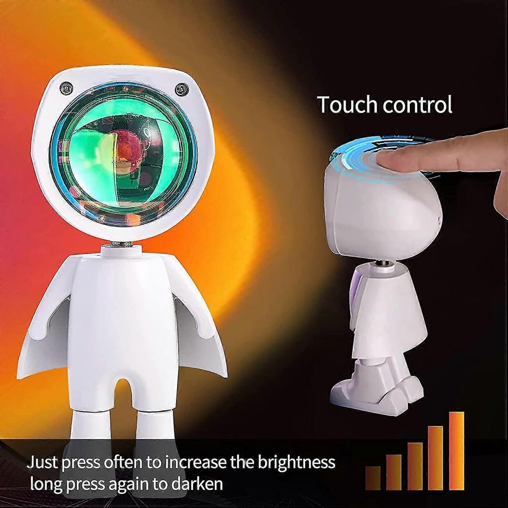 Led Spaceman Sunset Lamp - Astronaut Sunset Lamp Rainbow Projection Night Light With 360 Rotation, Network Modern Chargeable Floor Light With Usb