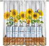 Sunflower Curtains for Kitchen,Black Pithy Rustic Sunshine Beautiful Wonderful Sunflower Plant Flower Butterfly Window Drapes