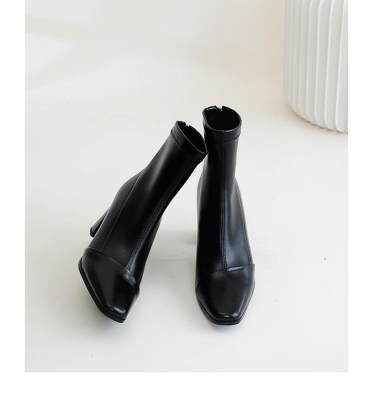 Fashion and elegance~ thick heel thin boots temperament high heel bare boots autumn new high-end women's boots elastic short boots