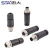 M12 Connector IP67 Waterproof Aviation Plug Plastic Field Wireable Solder Termination PG7 PG9 Screw 2 3 4 5 6 8 12 17 Pins