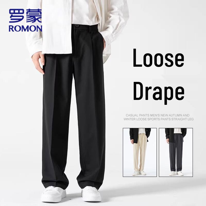 Romon Men s Ice-Cool Straight-Leg Suit Pants L