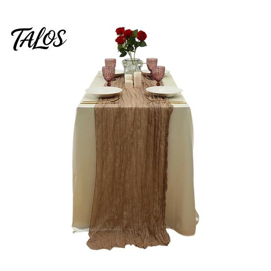 Everyday Use Tablecloth Cheesecloth Table Runner, Boho Rustic Farmhouse Gauze Long Sheer Themed Party Runner Fabric for Wedding Tea Baby Shower