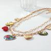 Heart-shaped Double Layer Necklace Flower Clavicle Chain Big Heart Pendant Necklace  Vacation