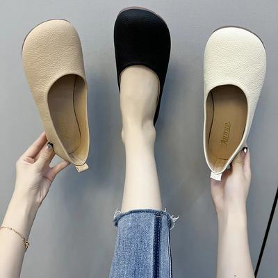 Women's Slip On Leather Loafers Spring Autumn Fashion Ballet Shoes Ladies Casual Round Toe Cute Flats Nurse Shoes Sneakers