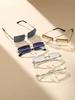 5PCS Fashion Women Sunglasses Men Shades Metal Rectangle Rimless For Daily Life Eyewear Accessories.