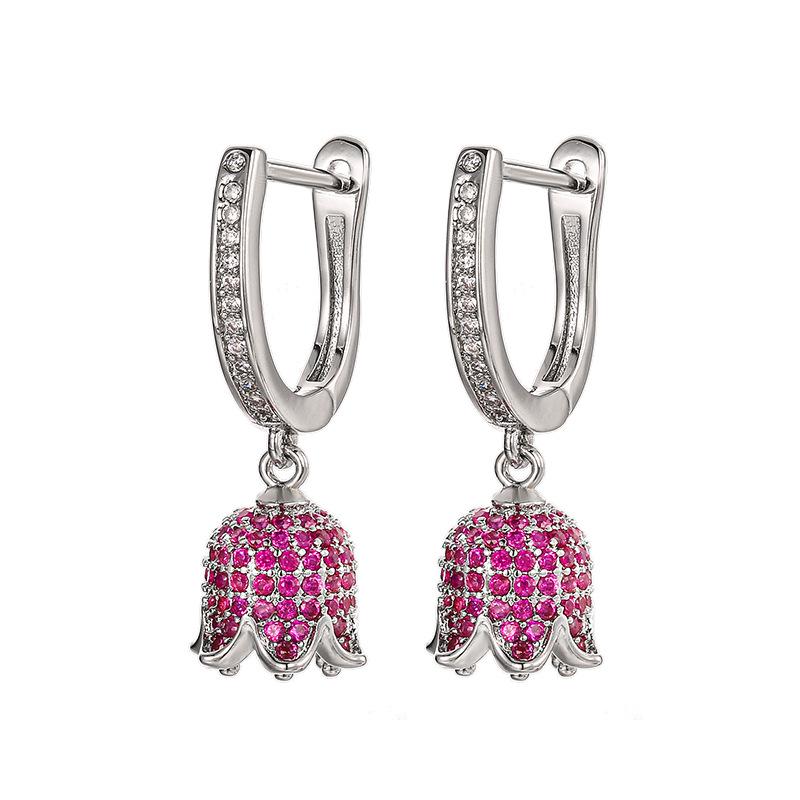 2025 New Set Of Jewelry Necklace Earrings Ring Inlaid Ruby Rose Women's Fashion Simple