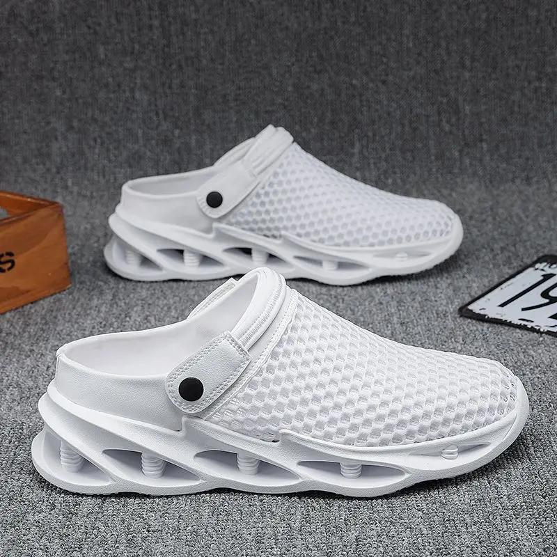 

Sandals Man Half Hole Shoes Mules Beach Mascullino Original Clappers 2025 Trend Eva Casual Pvc Designer Luxury Slippers for Men 44