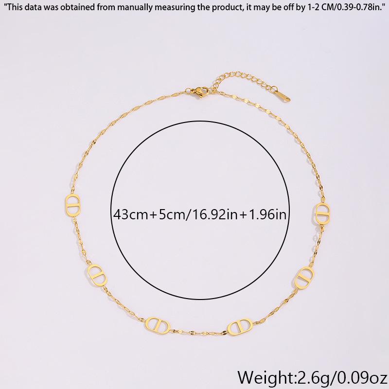 European & American Non-fading Plated 18K Gold Titanium Steel Hollow Pig Nose Necklace for Women.