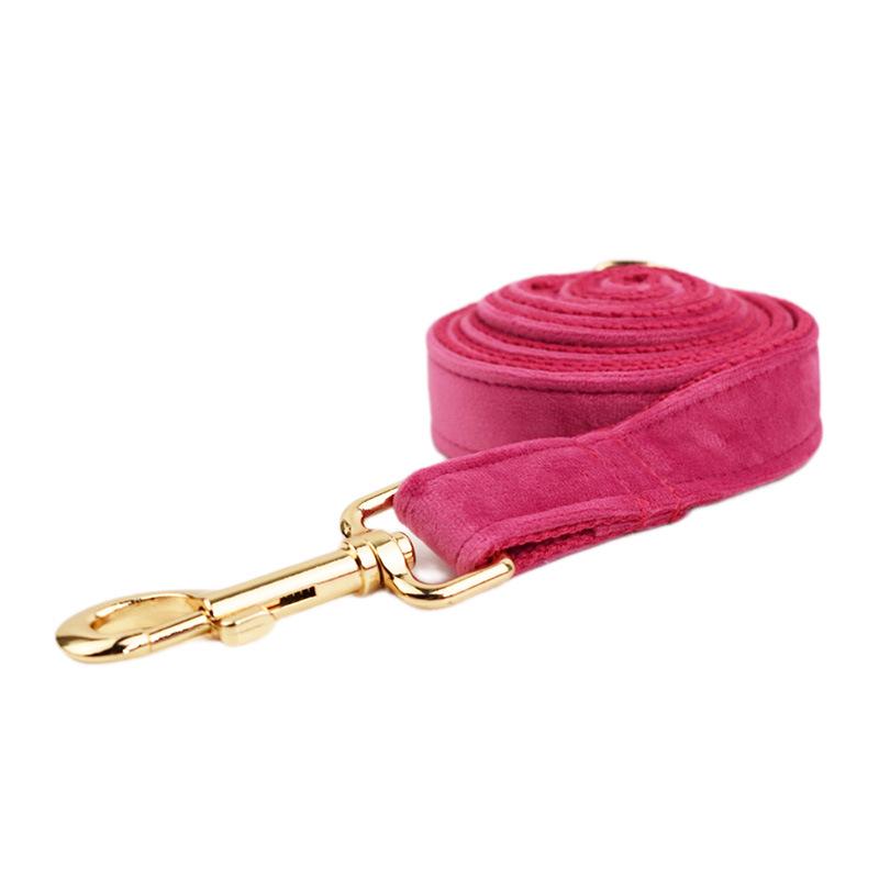 Rose Red Velvet Pet Collar & Leash Set with Bow Knot
