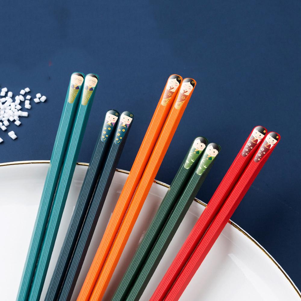 5 Pairs Colorful Kawaii Household Chopsticks High-Grade Non-Slip High-Temperature Alloy Household Chopsticks Japanese Style