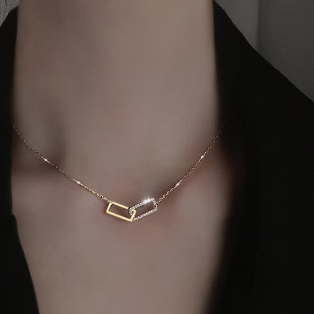 

Women s Simple Square Pendant Layered Necklace gold