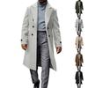 Men's British Solid Color Long Coat Fashionable Warm Woolen Overcoat