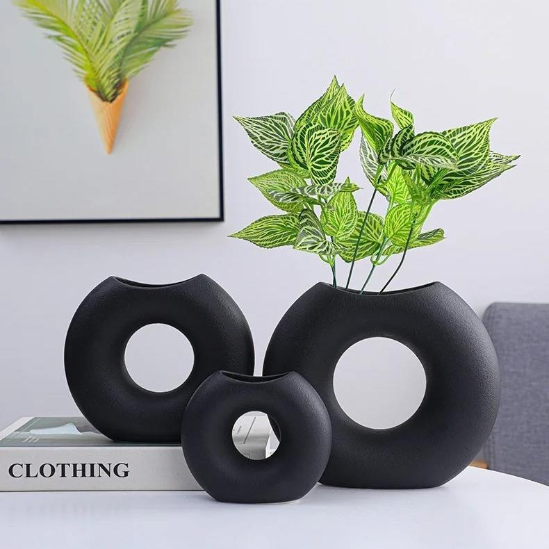 Special-shaped Art Vase Ornaments Creative Ceramic Living Room Flower Arrangements Home Entrance Soft Decoration Ornaments Sale