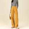 Damskie spodnie sztruksowe z wysokim stanem i szerokimi nogawkami Xin Ge - Kolor żółty zachodzącego słońca, Kolekcja Jesień/Zima 2024.