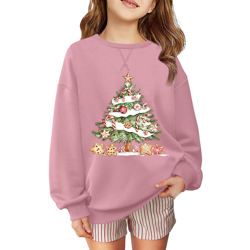 Children's Fashionable Casual Long-sleeved Loose Christmas Print Pullover Sweatshirt