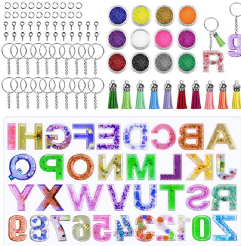 DIY Epoxy Resin Crystal Letter Silicone Set for Key Pendant Crafting