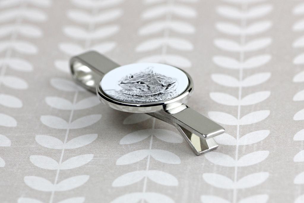 Highland Lynx - cat tie clip, personalized tie clip, unique gift for men from Art-Dog brand