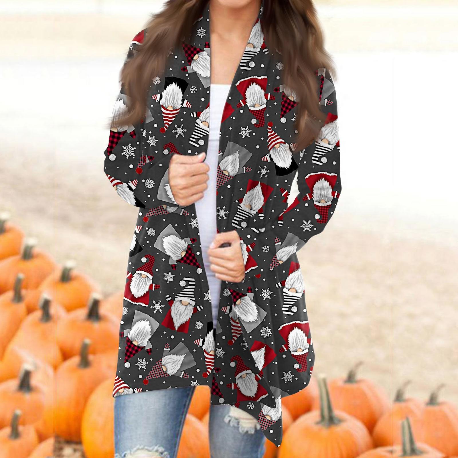 

Женский осенний кардиган, женский кардиган с длинным рукавом и принтом спереди, легкая модная повседневная куртка XL