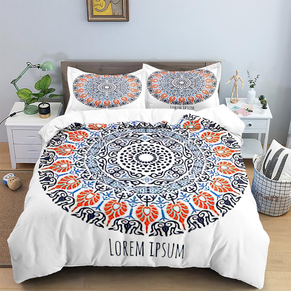 Zestaw Poszwy na Kołdrę Mandala Styl Boho Joga Oko Mandala Kwiat Ciemne Złoto dla Dzieci Chłopców Dziewczynka Poliestrowy Zestaw Pościeli Rozmiar King Queen