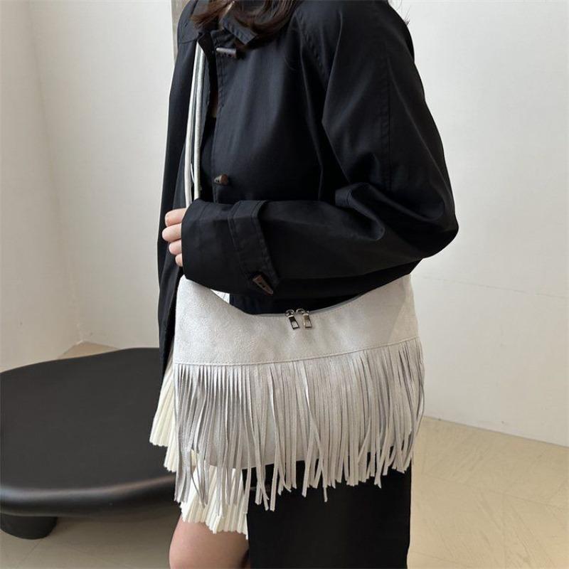 Fringe Bag, Vintage Matte Handbag, Large Capacity, New Design, Fashionable Commuter Crossbody Bag, Casual and Versatile Women's Handbag