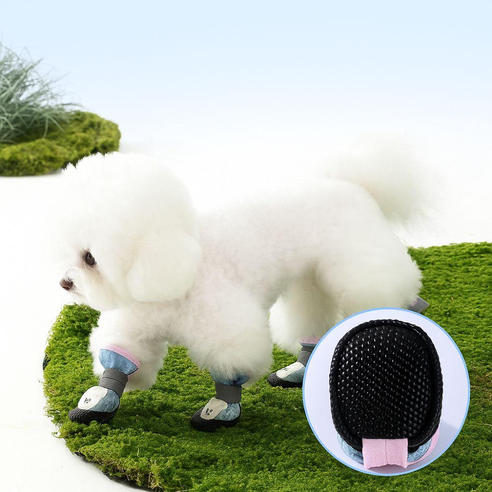 4Pcs/Set Reflective Anti-Slip Dog Boots Adjustable Dog Paw Protectors Cute Dog Mesh Shoes  Outdoor