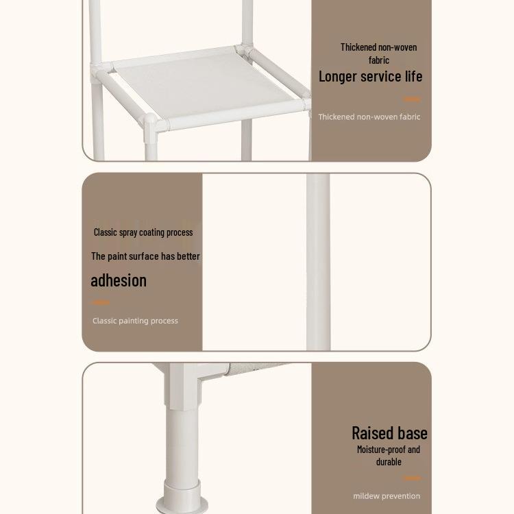 Cabide de Roupas e Chapéus de Canto Multifuncional - Prateleira de Secagem e Armazenamento Interna de Chão