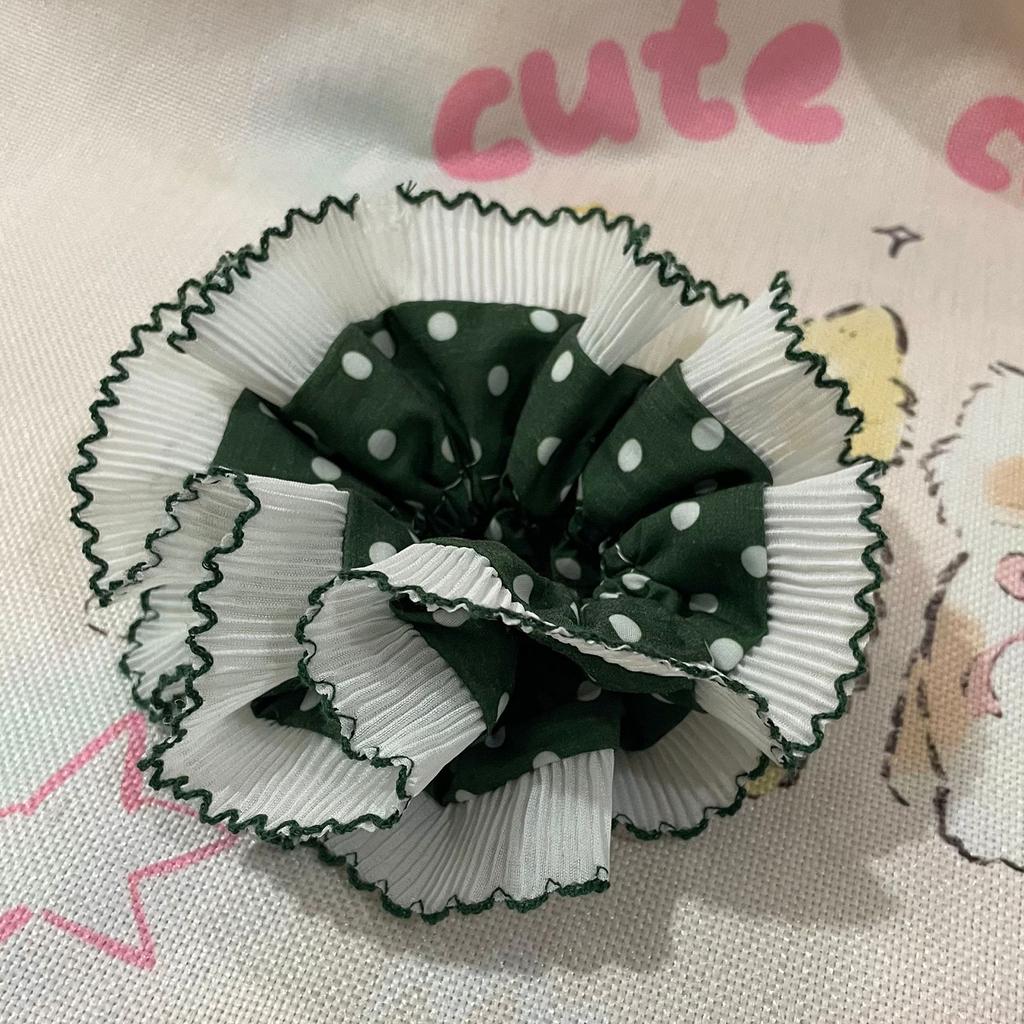 Aesthetic Lace Scrunchies Double Layer Elastic Hair Rope Wedding Party Hair Rope Big Buns Hair Elastic for Formal Casual
