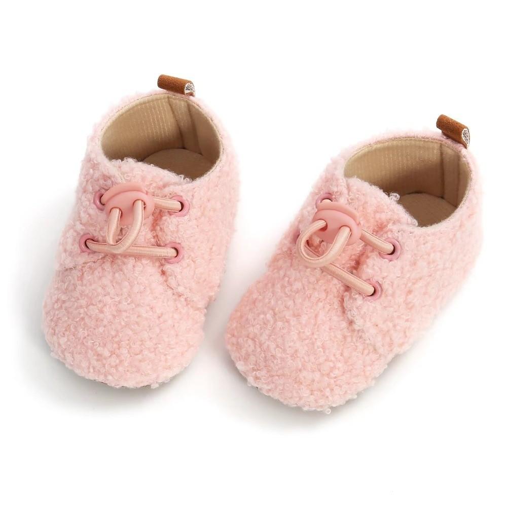 Cashmere Lining Baby Booties Anti-Slip Infant Crib Shoes Warm Soft Sole Shoes Newborn Wear
