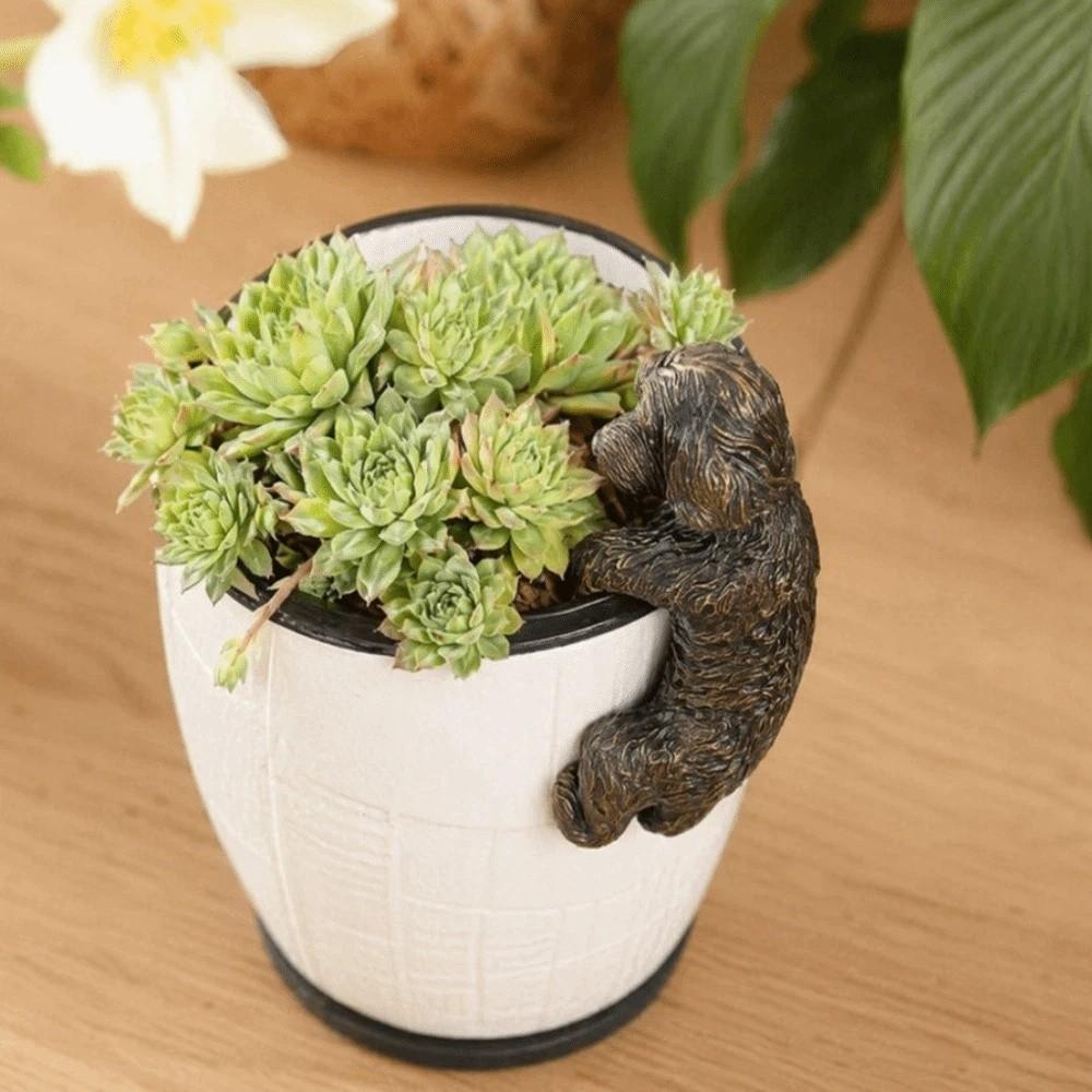 Hanging Decor Dog Climbing Garden Statue Dog Garden Figurine Flower Pot
