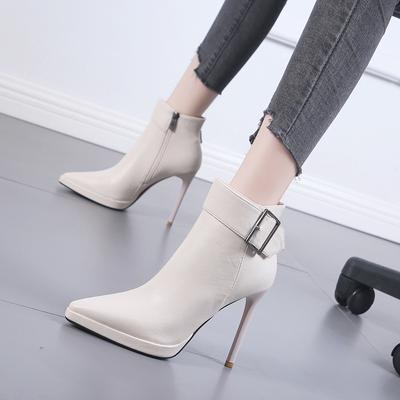 Herbst und Winter Neue Damen Spitz High Heel Stiefel Stiletto und Kaschmir Martin Stiefel Europäische und Amerikanische Einzel Stiefeletten