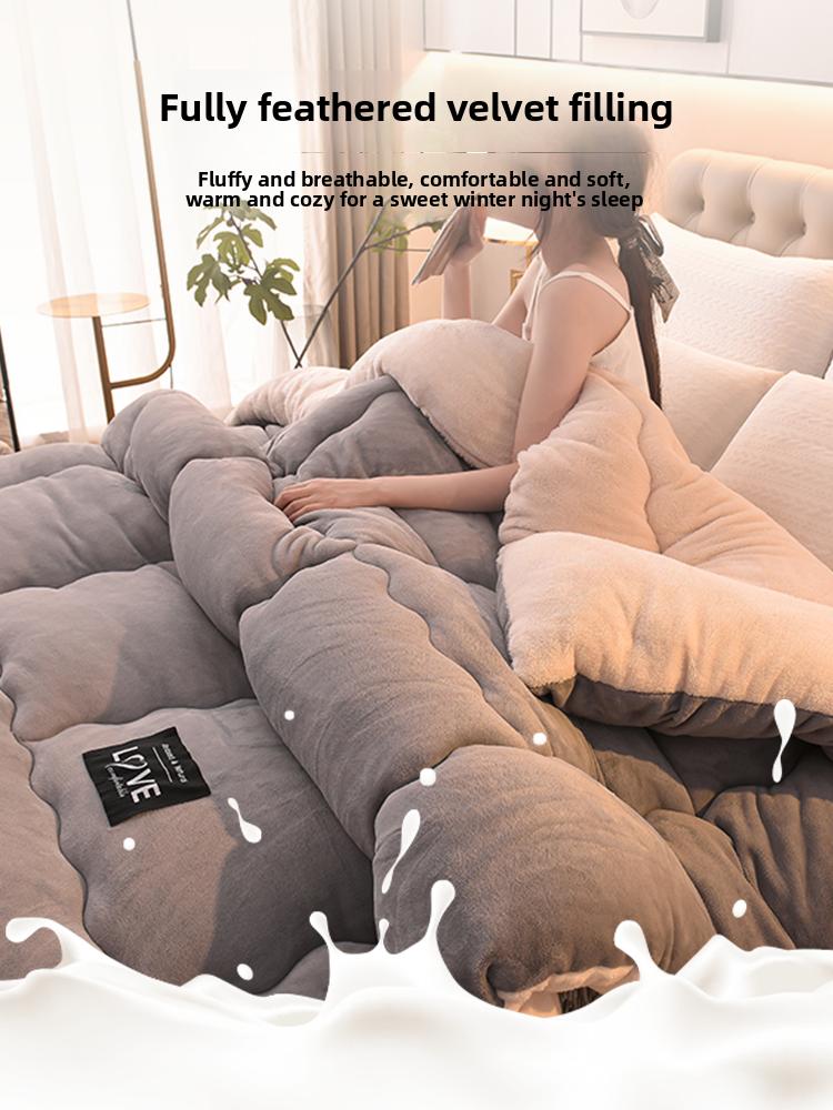 Thiened Lamb Velvet Blanket Double-Sided Coral Velvet Warm Winter Quilt Duvet Core Cotton Cover for Autumn And Winter
