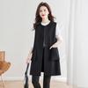 Sisbasher Women's Fall 2025 Commuter One-Button Round Neck Mid-Length Slit Vest