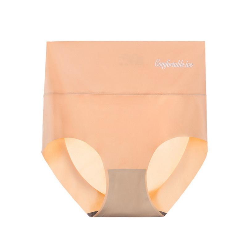 

Дышащие трусы, женские трусики из ледяного шелка, трусы с высокой талией, трусики с подъемом бедер, женское нижнее белье с принтом M темно-серого