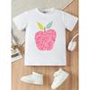 European sizes Charming Hand-Painted Apple Design, a Fresh Summer Fashion Piece for Girls, Lovely Short-Sleeve T-Shirt for Girls