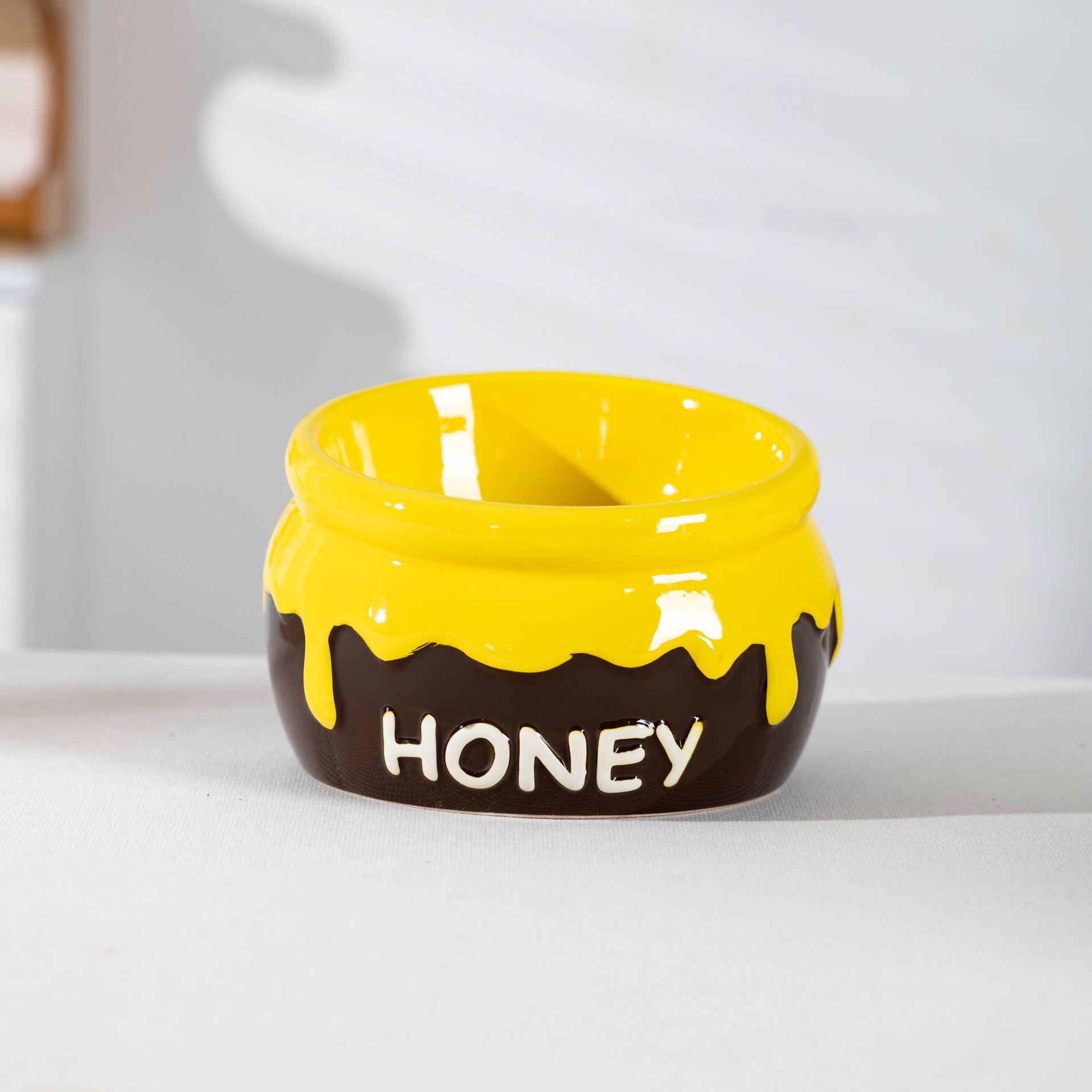Ceramic Honey Pot Cat Bowl: High-Legged, Slanted, Anti-Tip Design for Pets