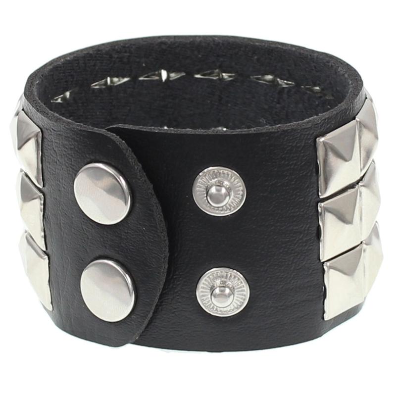 Pulsera Punk Única con Tachuelas Cuadradas Brazalete de Moda Gótica Textura de Cuero Perfecta para Expresar Tus Propios Estilos